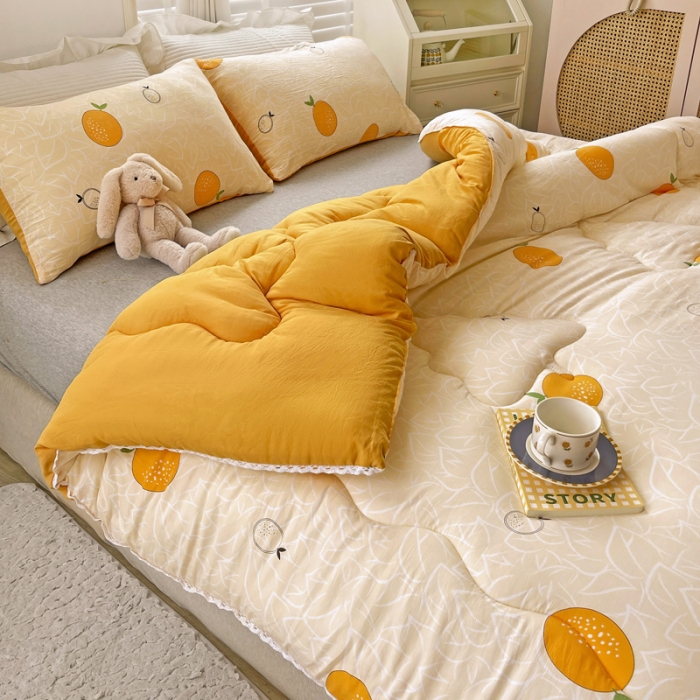 91家纺网 家纺一手货源 找家纺 寐居家纺2022新款印花冬被 橘子很萌