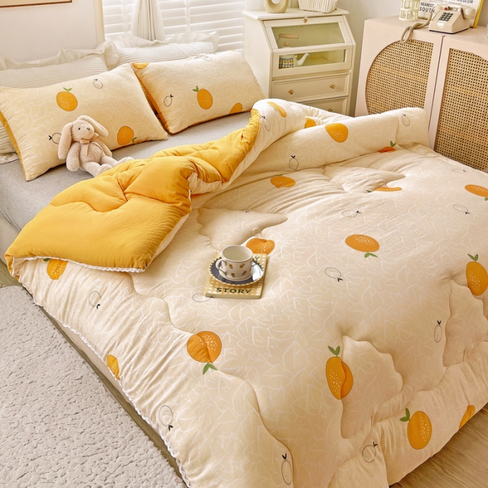 91家纺网 家纺一手货源 找家纺 寐居家纺2022新款印花冬被 橘子很萌