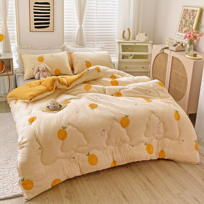 91家纺网 家纺一手货源 找家纺 寐居家纺2022新款印花冬被 橘子很萌