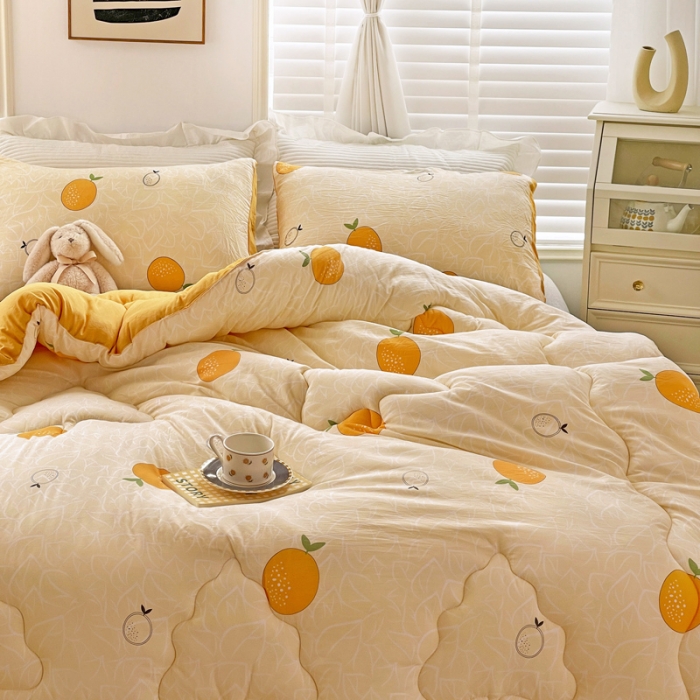 91家纺网 家纺一手货源 找家纺 寐居家纺2022新款印花冬被 橘子很萌