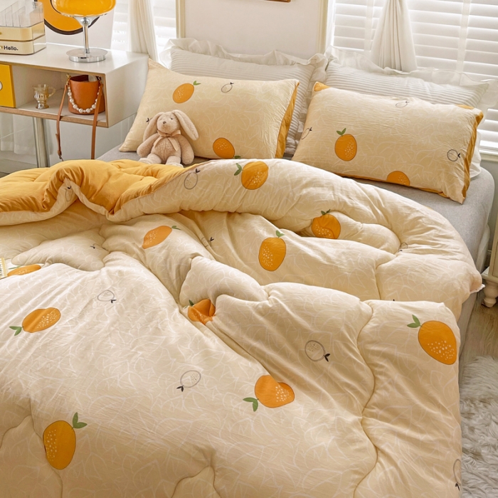 91家纺网 家纺一手货源 找家纺 寐居家纺2022新款印花冬被 橘子很萌