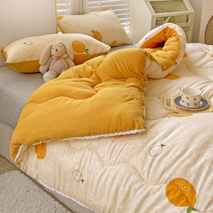 91家纺网 家纺一手货源 找家纺 寐居家纺2022新款印花冬被 橘子很萌