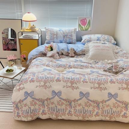 91家纺网 家纺一手货源 找家纺 顾里家纺 2022ins韩系全棉四件套韩系花花系列 蝴蝶恋结