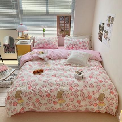 91家纺网 家纺一手货源 找家纺 顾里家纺2022ins韩系全棉四件套韩系花花系列 花田女孩