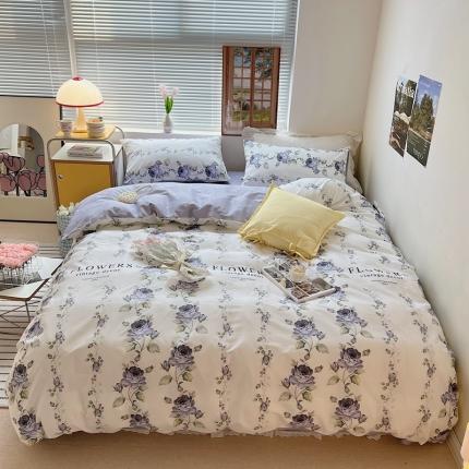 91家纺网 家纺一手货源 找家纺 顾里家纺 2022ins韩系全棉四件套韩系花花系列 蔓藤花语