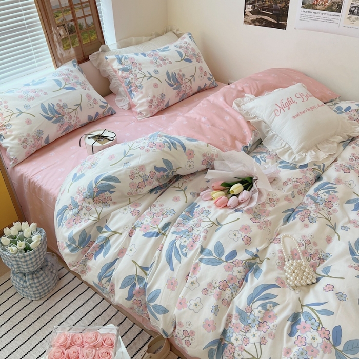 91家纺网 家纺一手货源 找家纺 顾里家纺 2022ins韩系全棉四件套韩系花花系列 花铃鼓