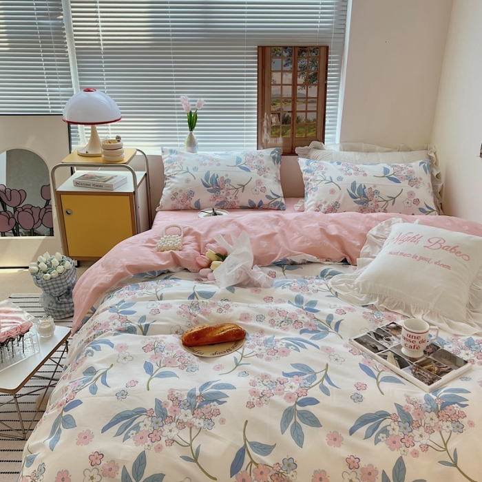 91家纺网 家纺一手货源 找家纺 顾里家纺 2022ins韩系全棉四件套韩系花花系列 花铃鼓