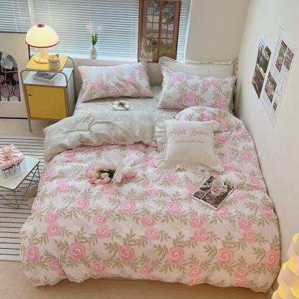 顾里家纺 2022ins韩系全棉四件套韩系花花系列 玫瑰物语