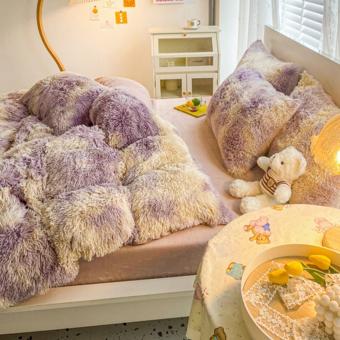 91家纺网 家纺一手货源 找家纺 邦妮 2024新款云貂绒彩色四件套 炫彩生活