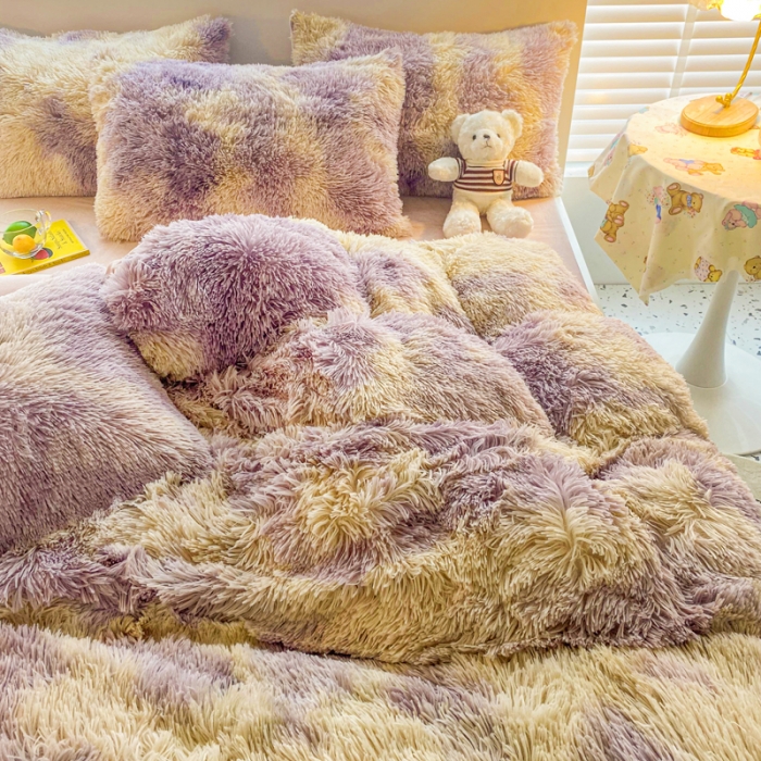 91家纺网 家纺一手货源 找家纺 邦妮 2024新款云貂绒彩色四件套 炫彩生活