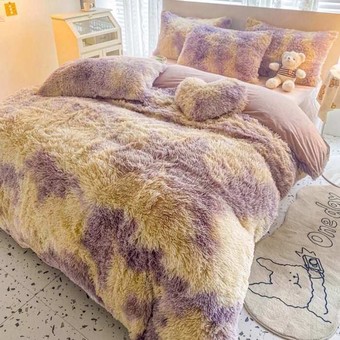 91家纺网 家纺一手货源 找家纺 邦妮 2024新款云貂绒彩色四件套 炫彩生活