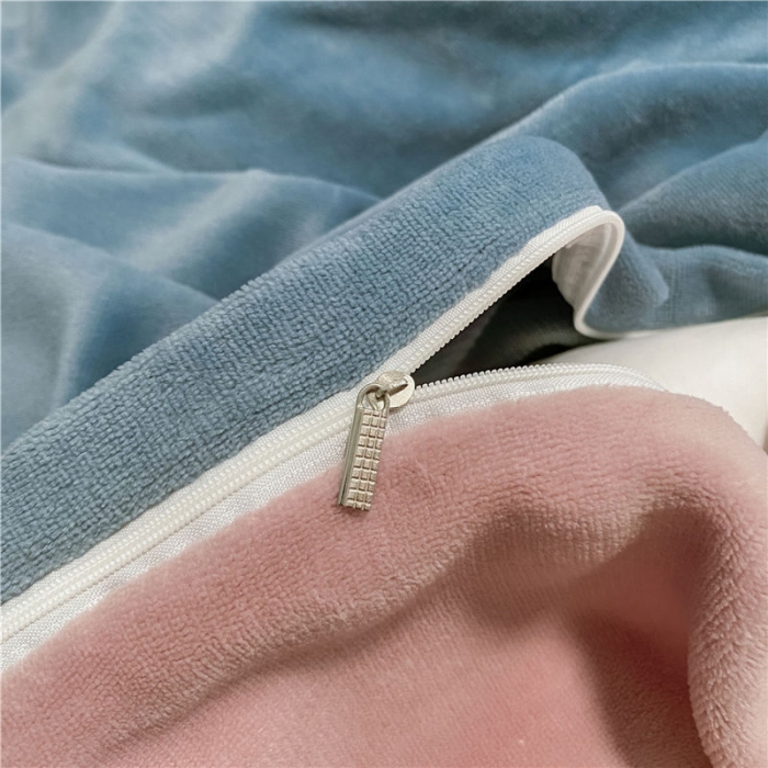 91家纺网 家纺一手货源 找家纺 （总）古吉梦2022新款+纯色双拼牛奶绒四件套