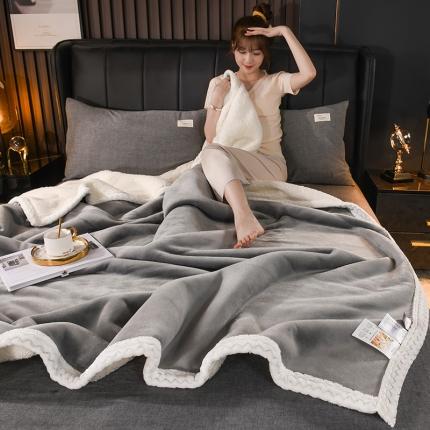 91家纺网 家纺一手货源 找家纺 (总)席之家2023款纯色羊羔绒复合毛毯休闲毯盖毯空调毯子