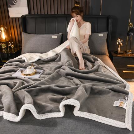 91家纺网 家纺一手货源 找家纺 (总)席之家2023款纯色羊羔绒复合毛毯休闲毯盖毯空调毯子
