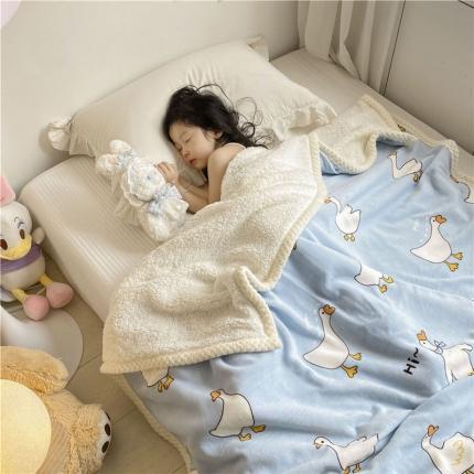 91家纺网 家纺一手货源 找家纺 (总)古吉梦2022新款+牛奶绒+羊羔绒双层毯