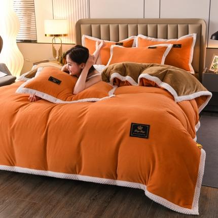 91家纺网 家纺一手货源 找家纺 （总）澳洲羽2024新款防静电高克重纯色丝滑宽边牛奶绒四件套