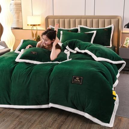 91家纺网 家纺一手货源 找家纺 （总）澳洲羽2024新款防静电高克重纯色丝滑宽边牛奶绒四件套