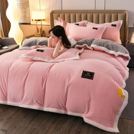 91家纺网 家纺一手货源 找家纺 （总）澳洲羽2024新款防静电高克重纯色丝滑宽边牛奶绒四件套