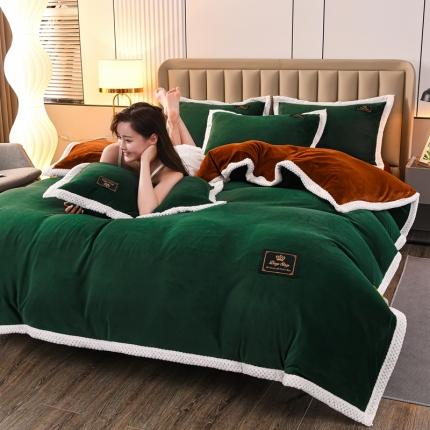 91家纺网 家纺一手货源 找家纺 （总）澳洲羽2024新款防静电高克重纯色丝滑宽边牛奶绒四件套