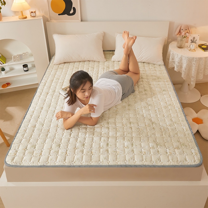 91家纺网 家纺一手货源 找家纺 丽诺床垫 2022新款双面全棉130*70薄床垫 白月光