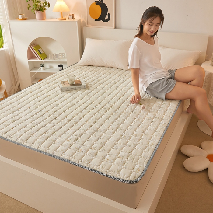 91家纺网 家纺一手货源 找家纺 丽诺床垫 2022新款双面全棉130*70薄床垫 白月光