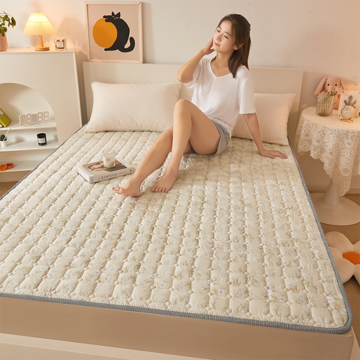 91家纺网 家纺一手货源 找家纺 丽诺床垫 2022新款双面全棉130*70薄床垫 白月光