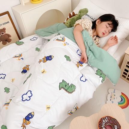嗨生活 2022年新款幼儿园儿童被子水洗棉春秋被冬被 火箭恐龙