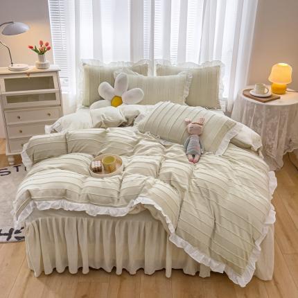 91家纺网 家纺一手货源 找家纺 绒兔兔 2022新款立体剪花牛奶绒四件套 奶白