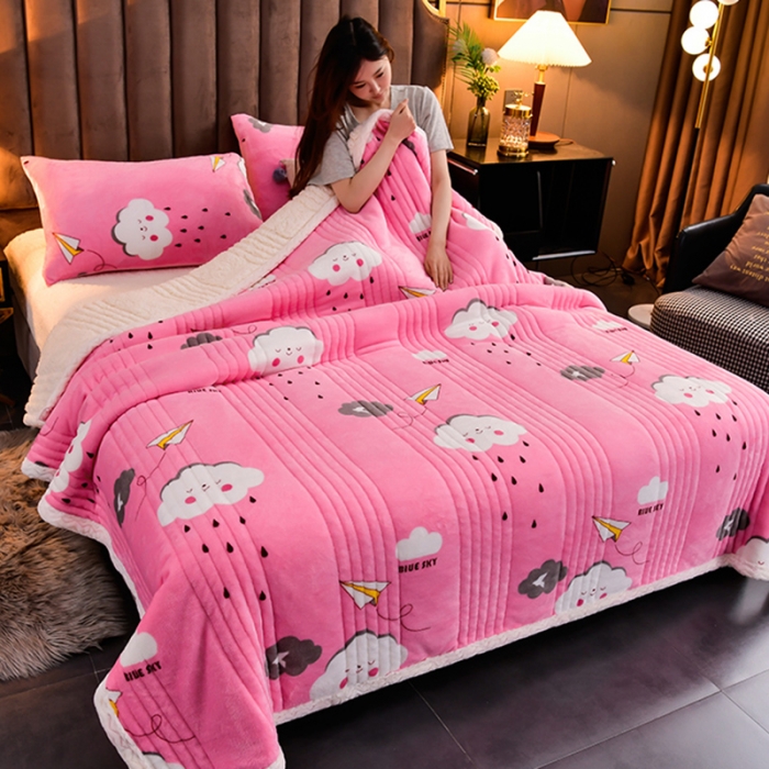 91家纺网 家纺一手货源 找家纺 圣楚 2024双面绒羊羔绒牛奶绒毛毯多功能午睡毯盖毯直播 甜美约定