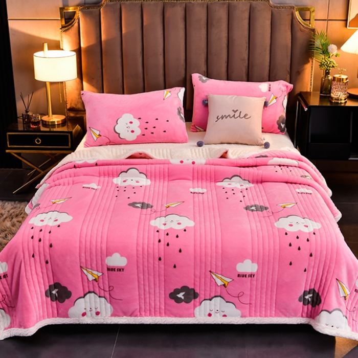 91家纺网 家纺一手货源 找家纺 圣楚 2024双面绒羊羔绒牛奶绒毛毯多功能午睡毯盖毯直播 甜美约定