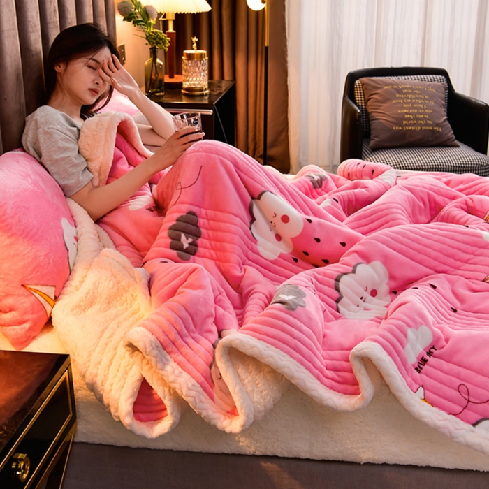 91家纺网 家纺一手货源 找家纺 圣楚 2024双面绒羊羔绒牛奶绒毛毯多功能午睡毯盖毯直播 甜美约定