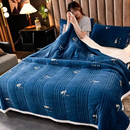 圣楚 2024双面绒羊羔绒牛奶绒毛毯多功能午睡毯盖毯直播 暖绒毯蓝