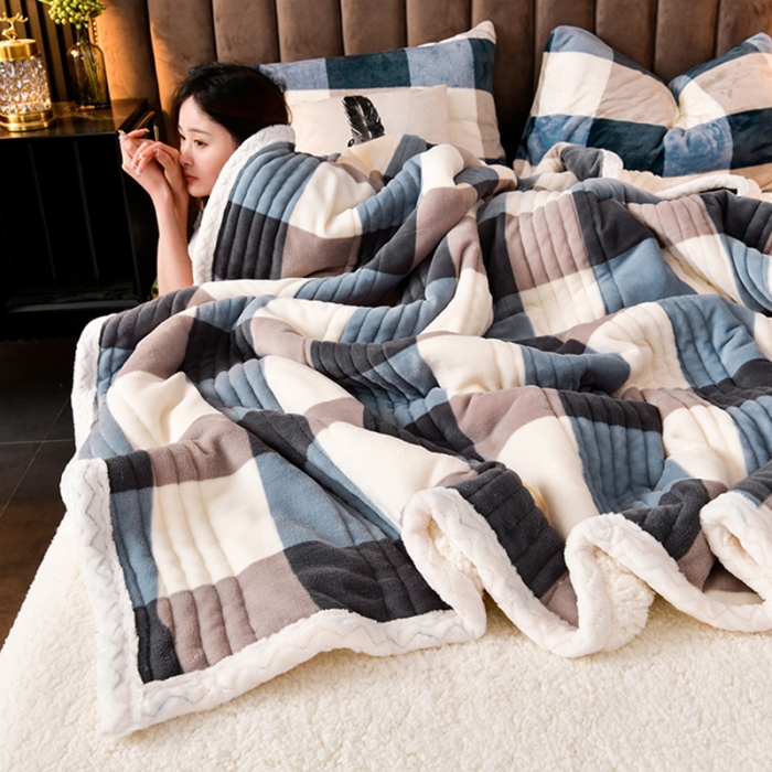 91家纺网 家纺一手货源 找家纺 圣楚 2024双面绒羊羔绒牛奶绒毛毯多功能午睡毯盖毯直播 简尚格调