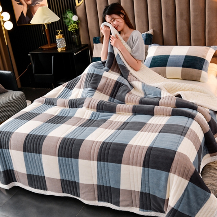 91家纺网 家纺一手货源 找家纺 圣楚 2024双面绒羊羔绒牛奶绒毛毯多功能午睡毯盖毯直播 简尚格调