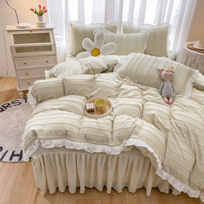 91家纺网 家纺一手货源 找家纺 绒兔兔 2022新款立体剪花牛奶绒四件套 奶白