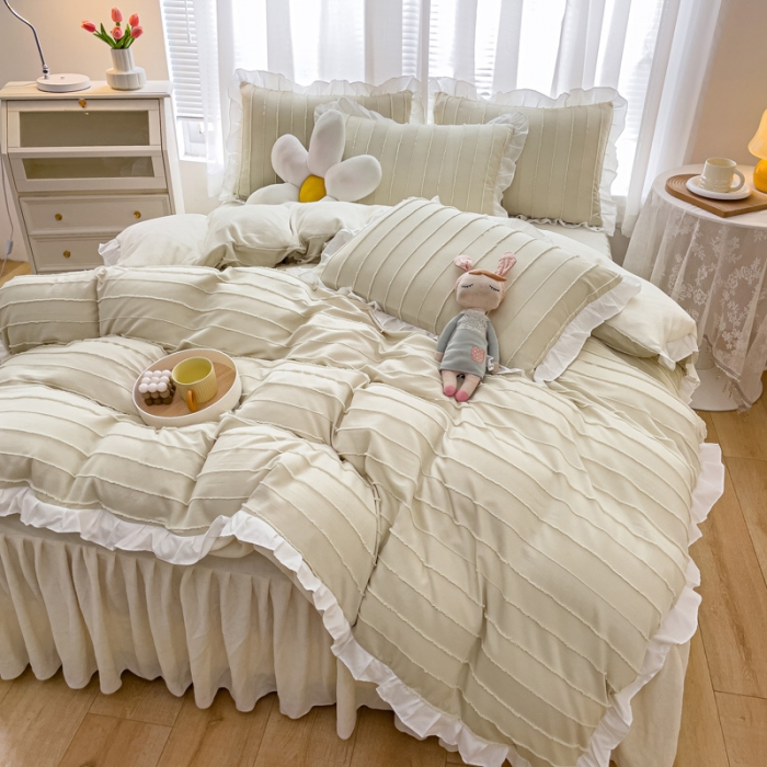 91家纺网 家纺一手货源 找家纺 绒兔兔 2022新款立体剪花牛奶绒四件套 奶白