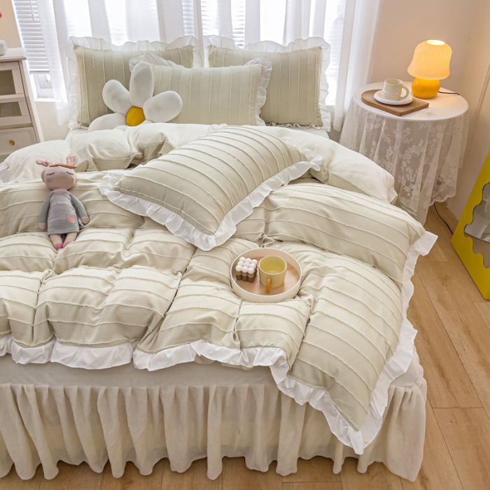 91家纺网 家纺一手货源 找家纺 绒兔兔 2022新款立体剪花牛奶绒四件套 奶白