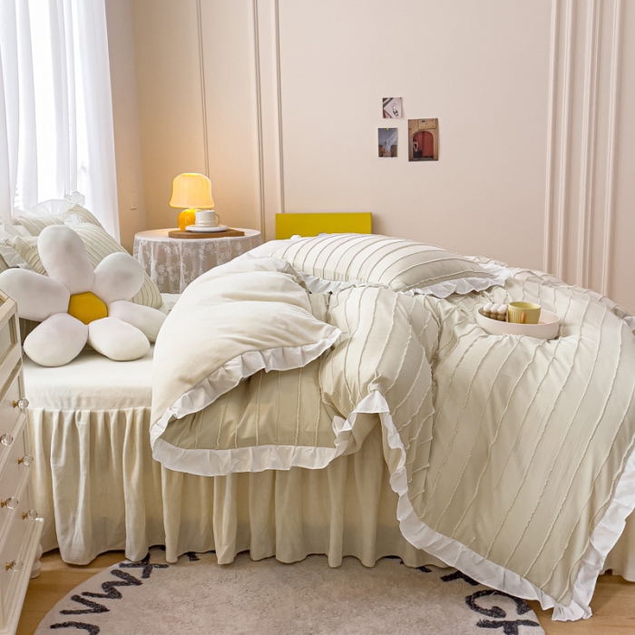 91家纺网 家纺一手货源 找家纺 绒兔兔 2022新款立体剪花牛奶绒四件套 奶白