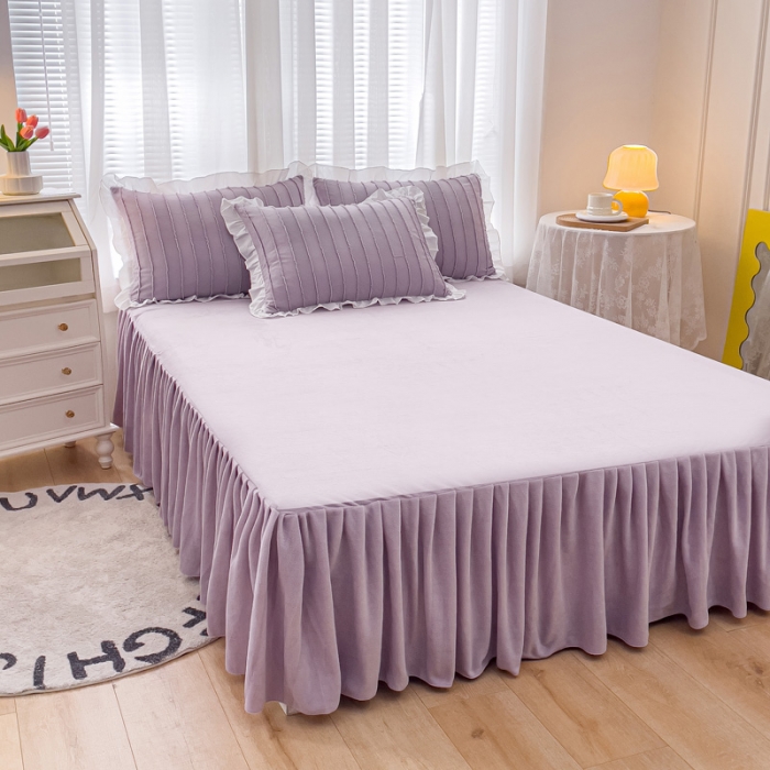 91家纺网 家纺一手货源 找家纺 绒兔兔 2022新款立体剪花牛奶绒四件套 华丽紫