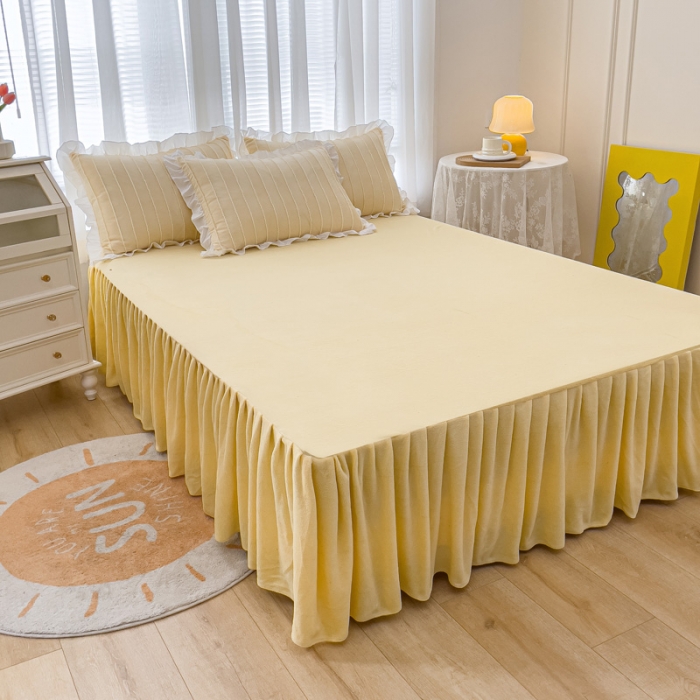 91家纺网 家纺一手货源 找家纺 绒兔兔 2022新款立体剪花牛奶绒四件套 奶黄