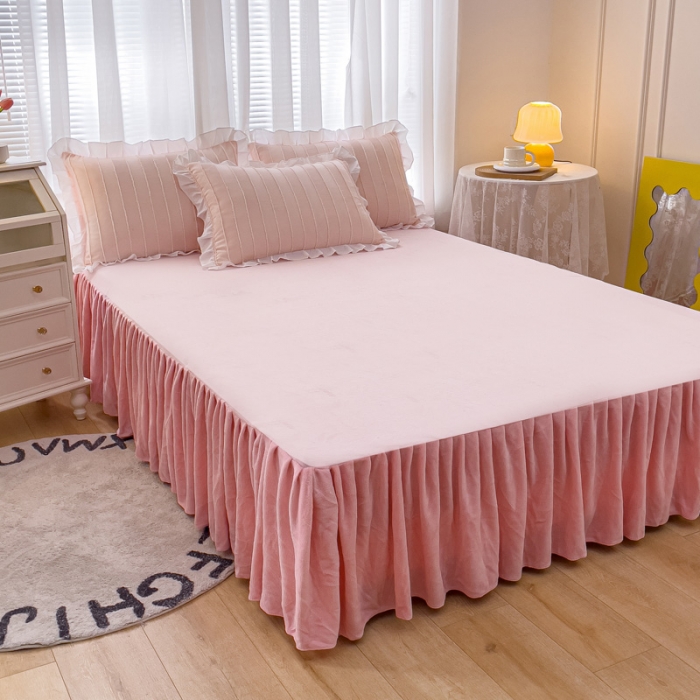 91家纺网 家纺一手货源 找家纺 绒兔兔 2022新款立体剪花牛奶绒四件套 蔷薇粉