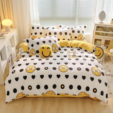 91家纺网 家纺一手货源 找家纺 百寐 2021新款牛奶绒印花四件套 玛丽娅