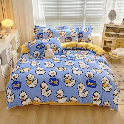 91家纺网 家纺一手货源 找家纺 百寐 2021新款牛奶绒印花四件套 多多鸭