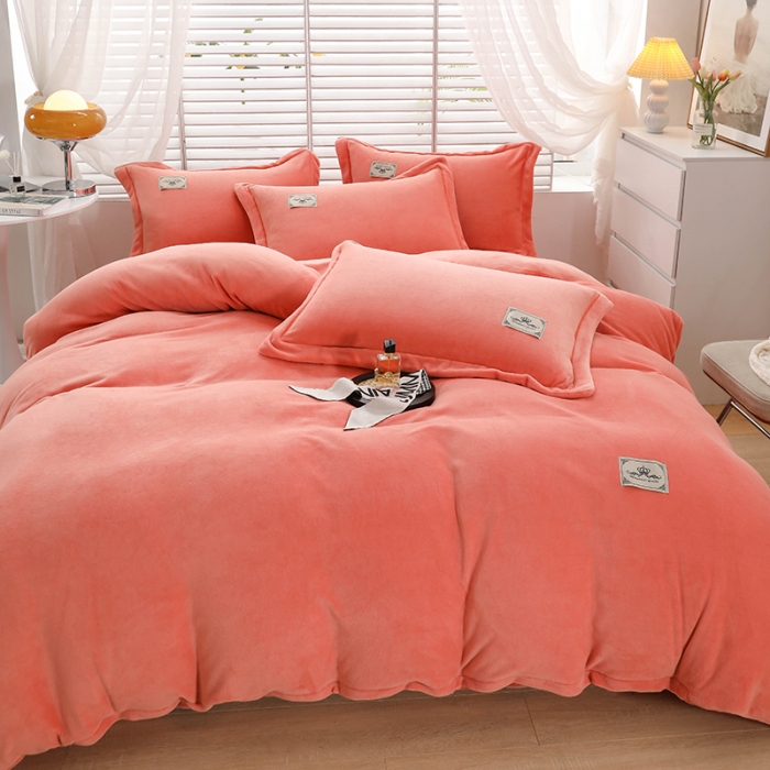 91家纺网 家纺一手货源 找家纺 优姿2022新款9斤重牛奶棉床裙款四件套 香妃桔