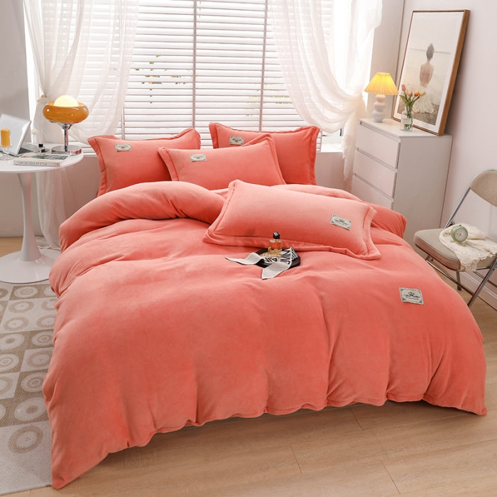 91家纺网 家纺一手货源 找家纺 优姿2022新款9斤重牛奶棉床裙款四件套 香妃桔