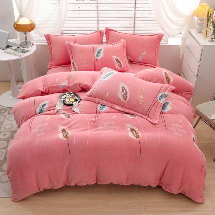 优姿2022新款9斤重牛奶棉床裙款四件套 风吹麦浪