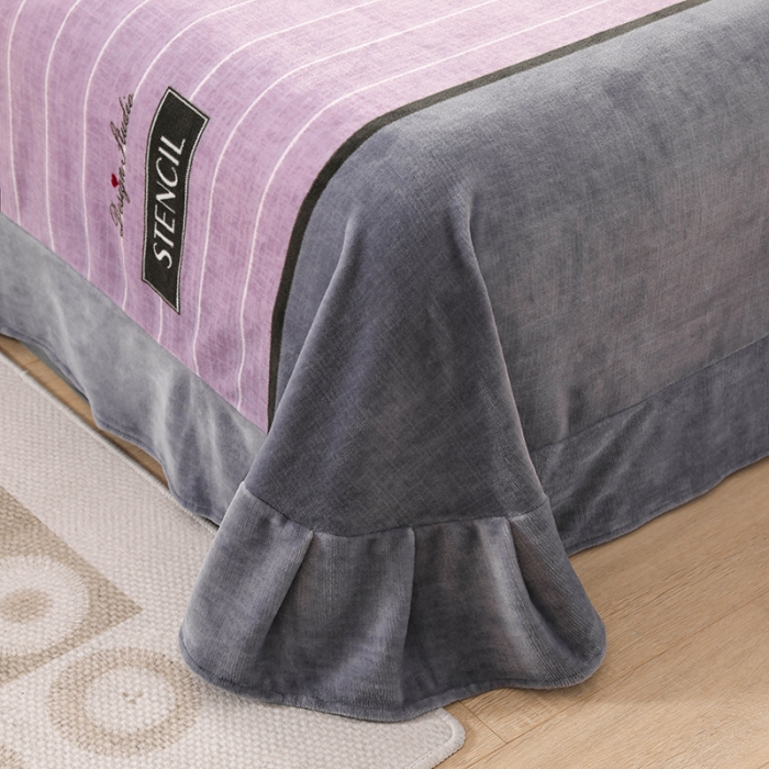 91家纺网 家纺一手货源 找家纺 优姿2022新款9斤重牛奶棉床裙款四件套 活力时光-豆沙