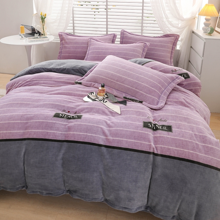 91家纺网 家纺一手货源 找家纺 优姿2022新款9斤重牛奶棉床裙款四件套 活力时光-豆沙