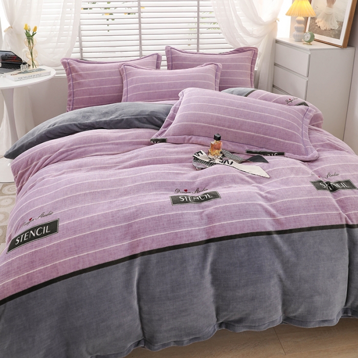 91家纺网 家纺一手货源 找家纺 优姿2022新款9斤重牛奶棉床裙款四件套 活力时光-豆沙