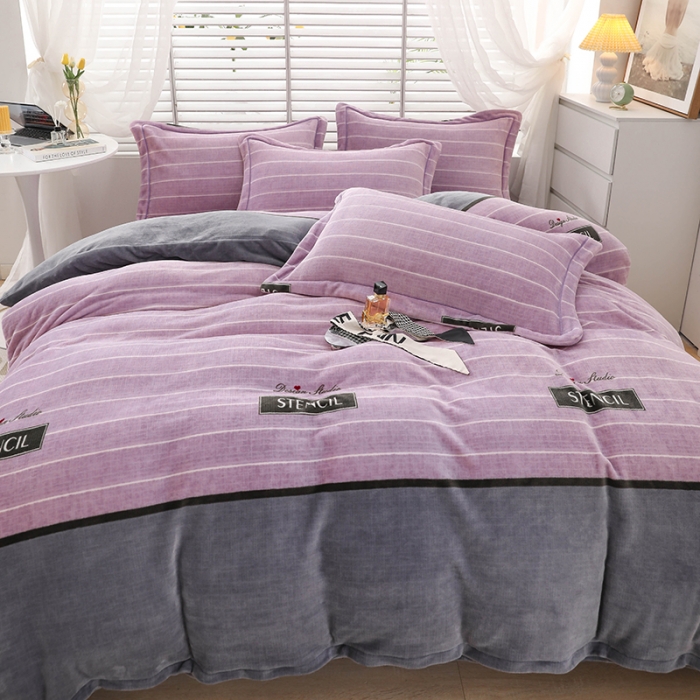 91家纺网 家纺一手货源 找家纺 优姿2022新款9斤重牛奶棉床裙款四件套 活力时光-豆沙